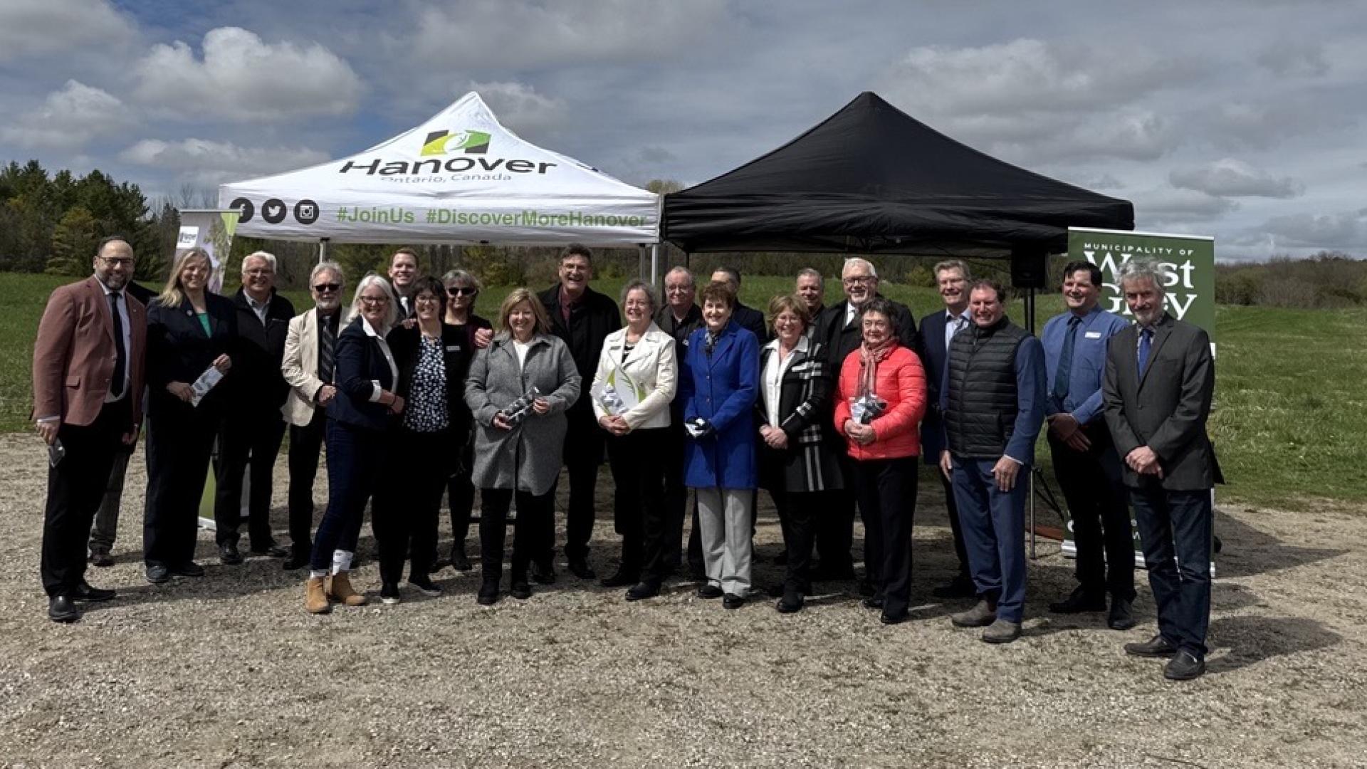 Group of municipal council members, mayors from Town of Hanover and Municipality of West Grey and provincial parliamentary members
