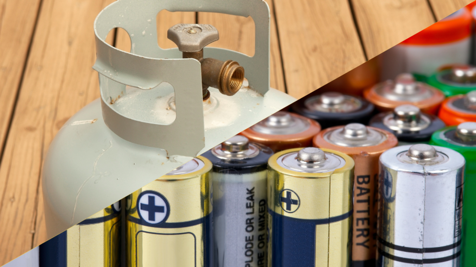 Propane tank and a handful of various batteries