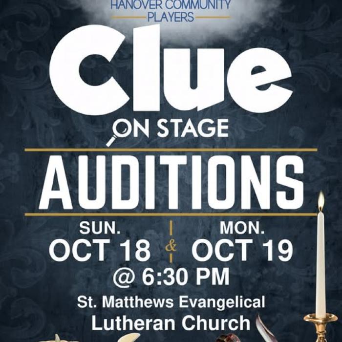 Auditions Oct. 18th and 19th for Clue on Stage