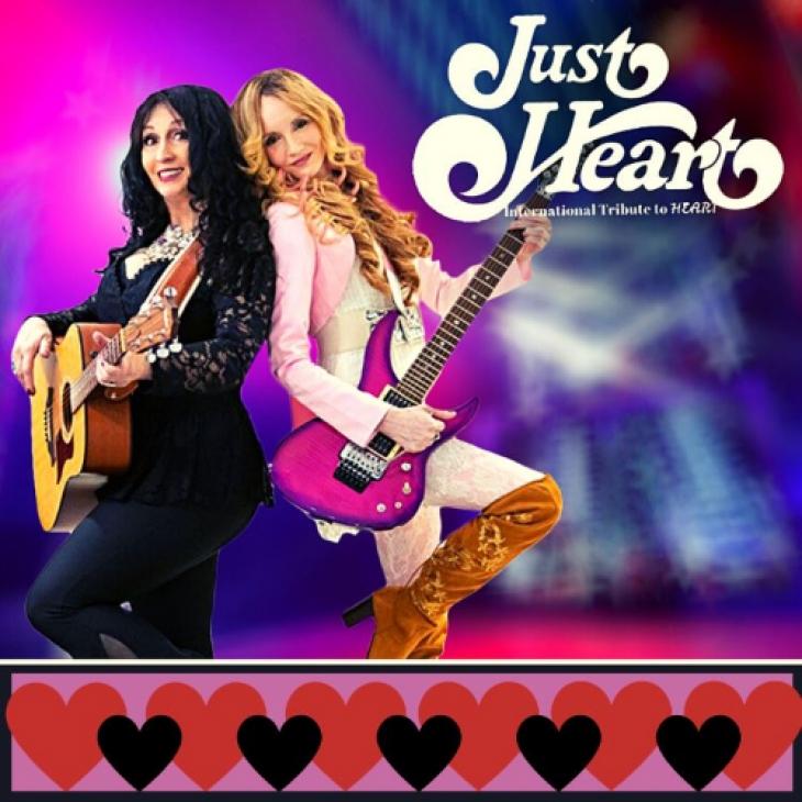 two women with blonde and brown hair holding an acoustic and electric guitar