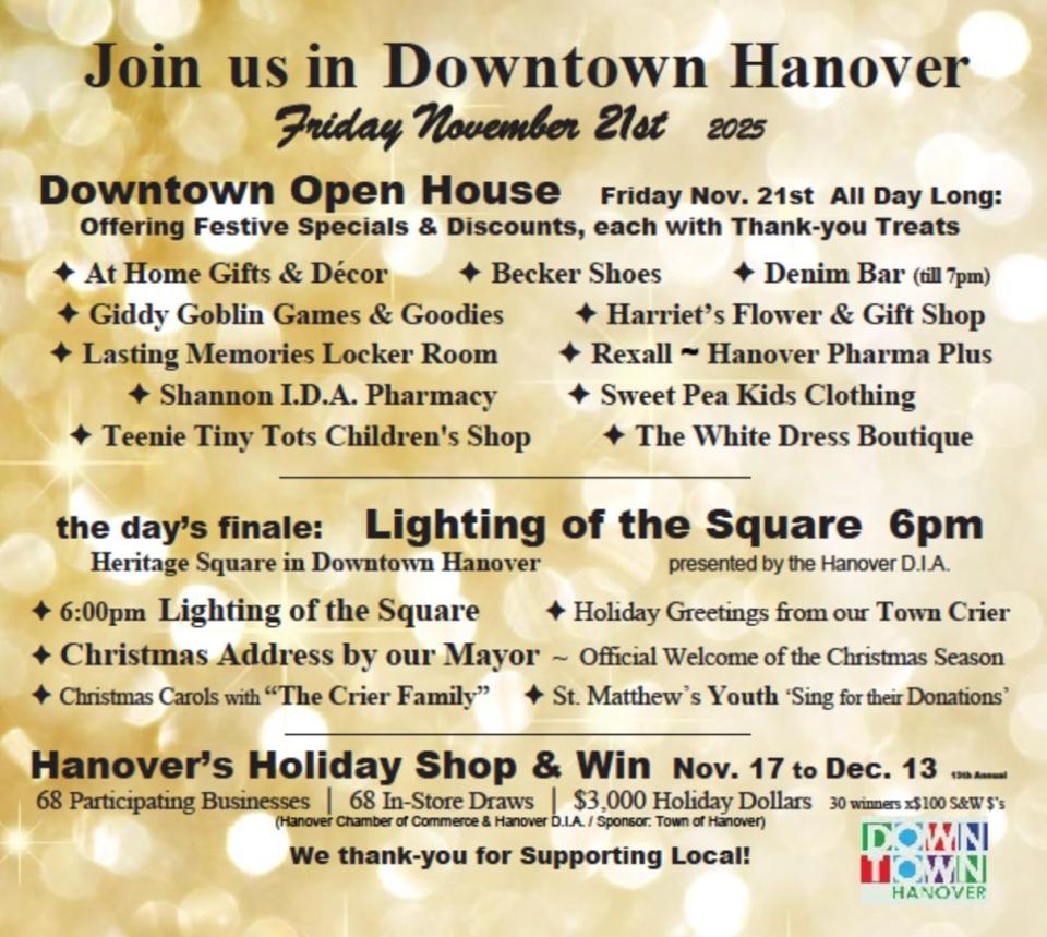 Downtown Open House ~ several businesses offering specials & discounts on Friday November 21st. 