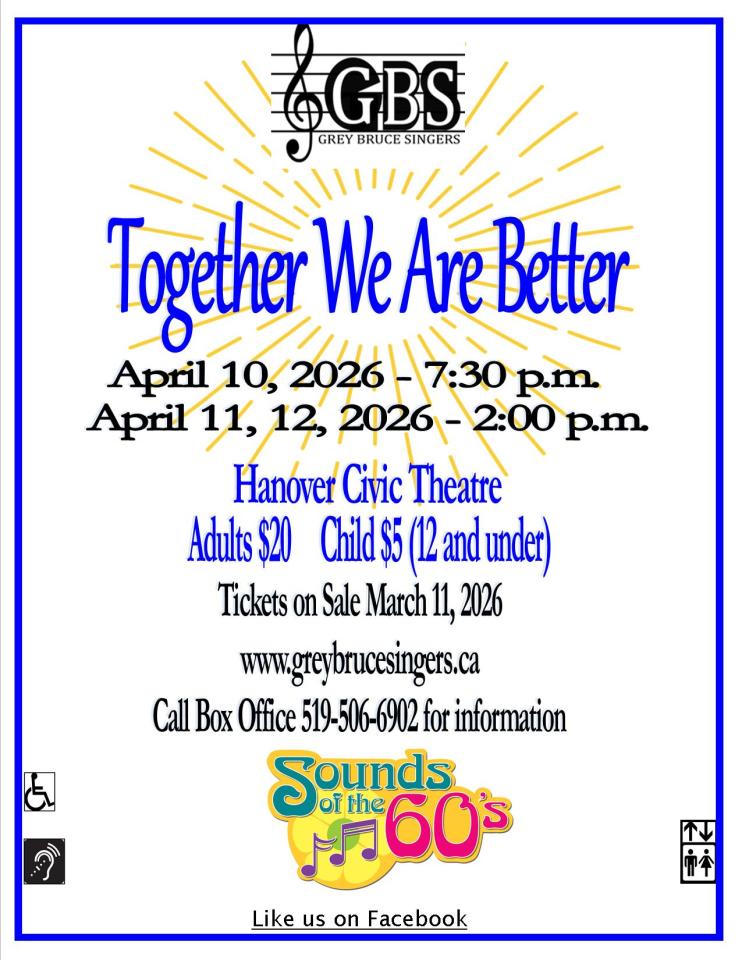 logo of grey bruce singers, logo of sounds of the sixties