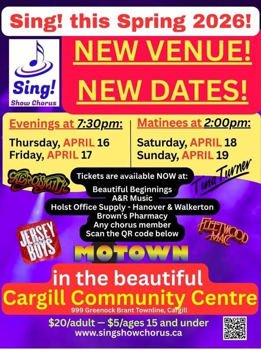 Sing Show Chorus spring show at Cargill Community Centre