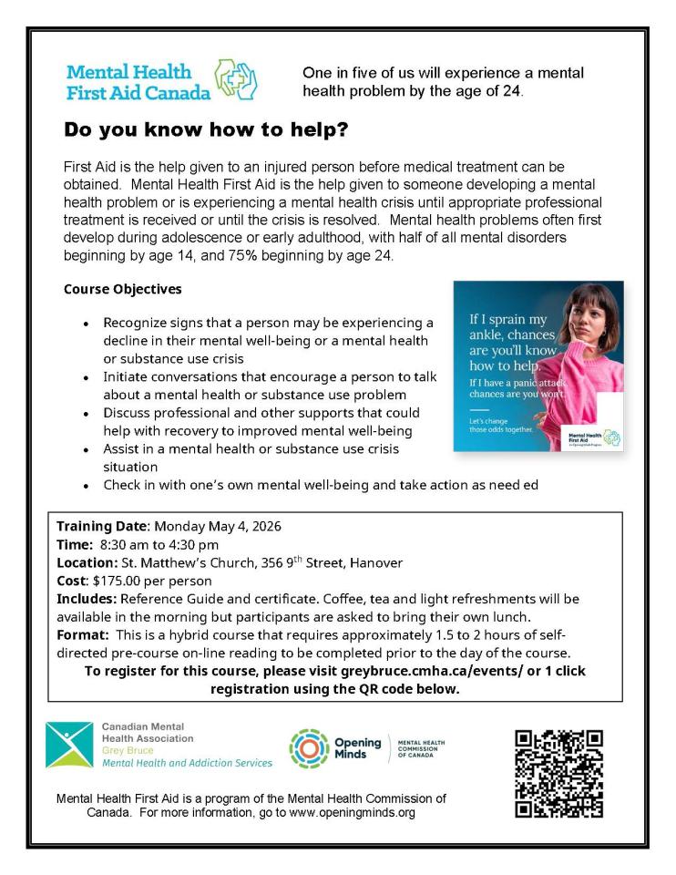 poster with details about training 