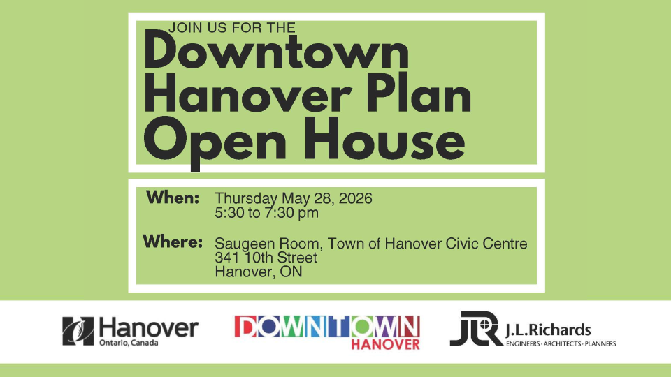 Text that says Join us for the Downtown Hanover Plan Open House