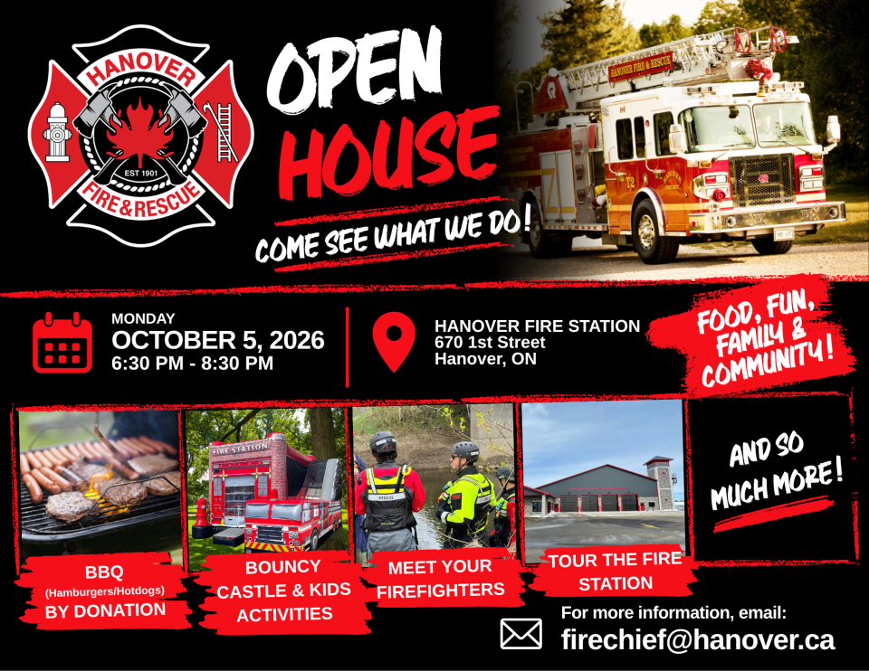 Poster for Hanover Fire & Rescue Open House details in event listing