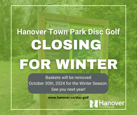 Disc Golf Course closed for the season