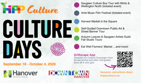 Culture Days Banner with event listings. See listings below