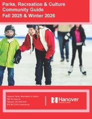 Community Guide cover page with an adult and child skating. 